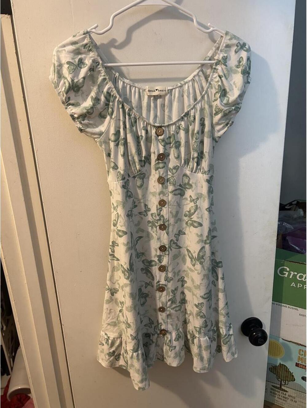 Derek Heart green butterfly print dress in size S
